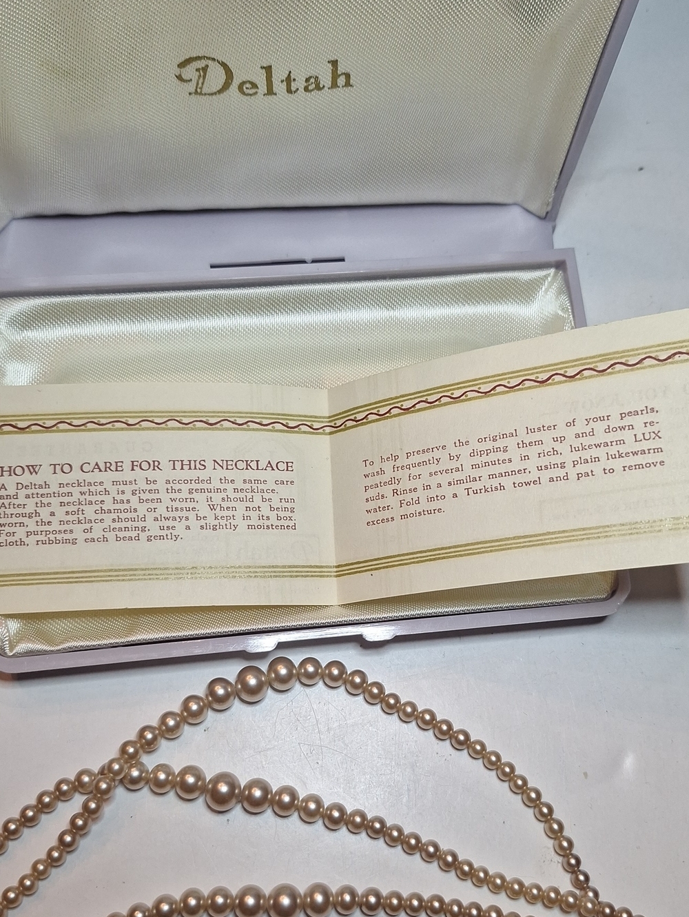 Beautiful Deltah Three Strand Simulated Pearl Vintage Antique Necklace - Picture 7 of 13